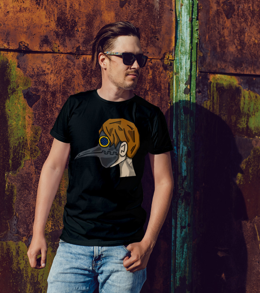 Doctor Della Peste Mask Brown Hair Blue Goggle Side View T-Shirt