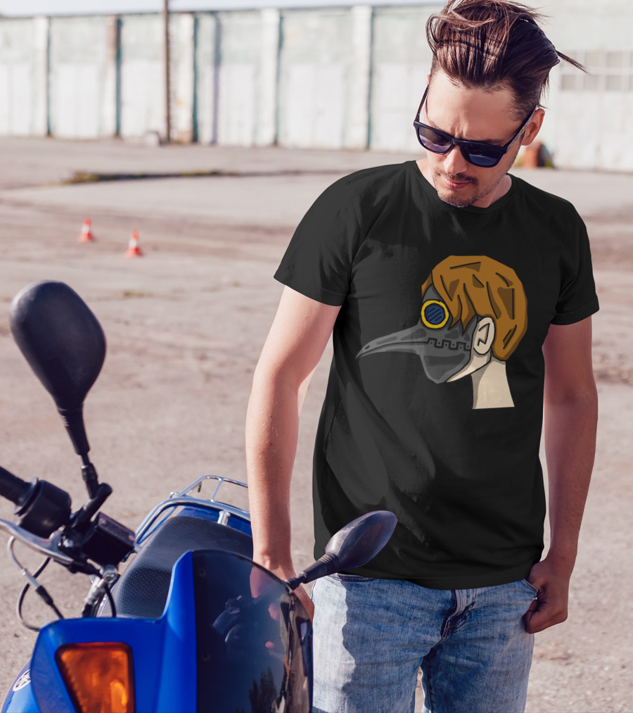 Doctor Della Peste Mask Brown Hair Blue Goggle Side View T-Shirt