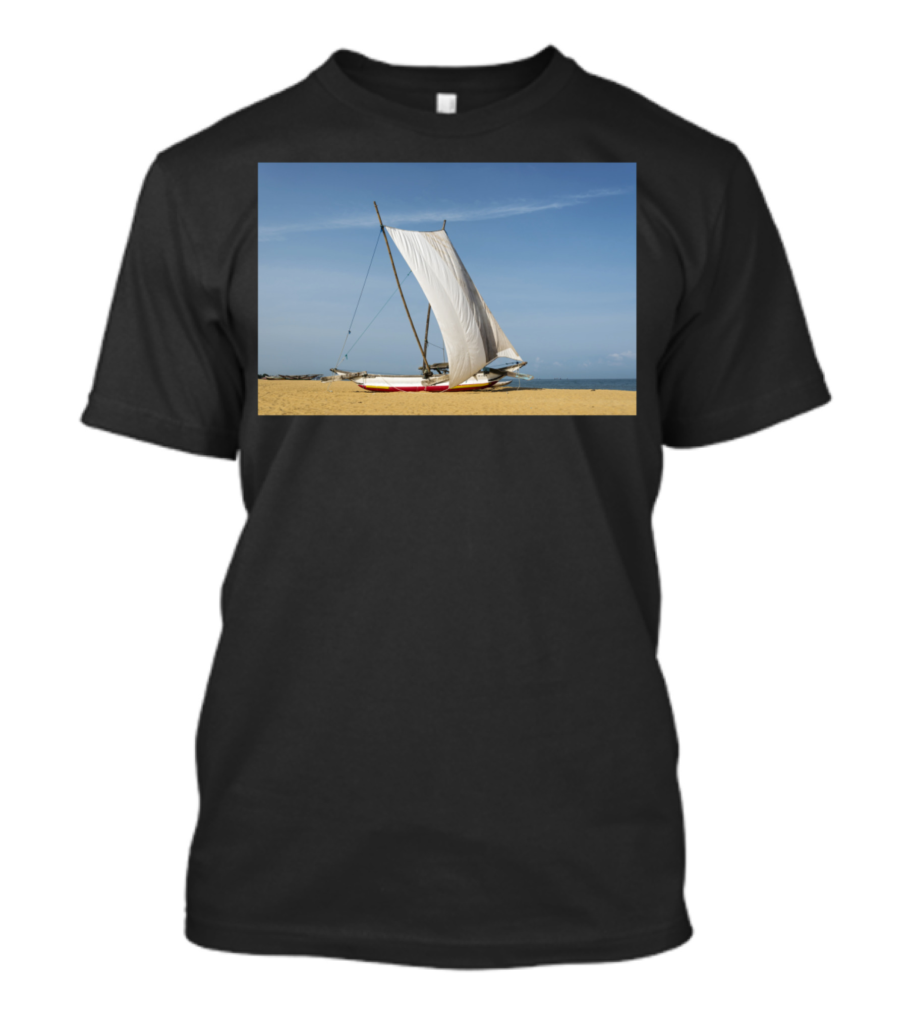 Catamaran On Sandy Shore Negombo Beach Sri Lanka T-Shirt