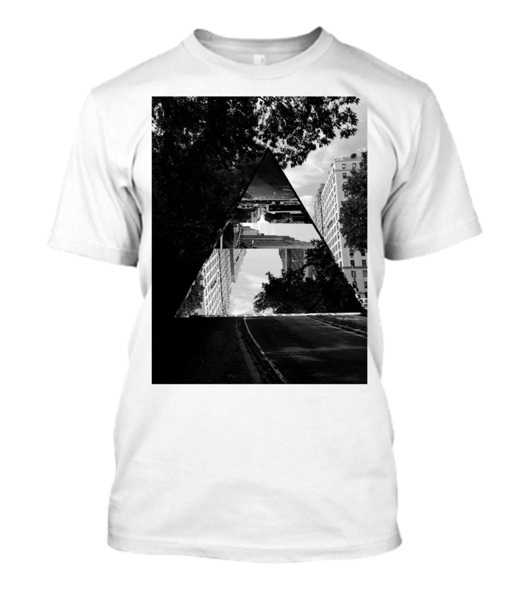NYC Chaos Urban Reflections Triangular Visuals T-Shirt