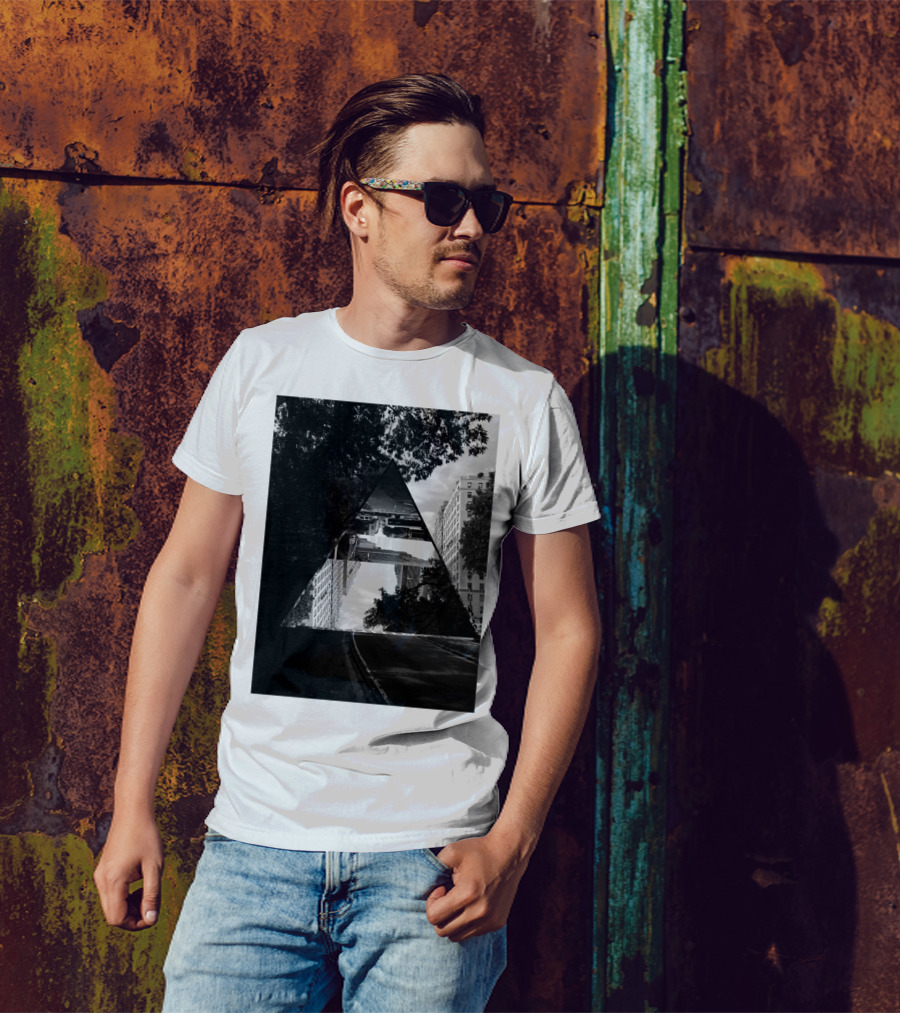 NYC Chaos Urban Reflections Triangular Visuals T-Shirt