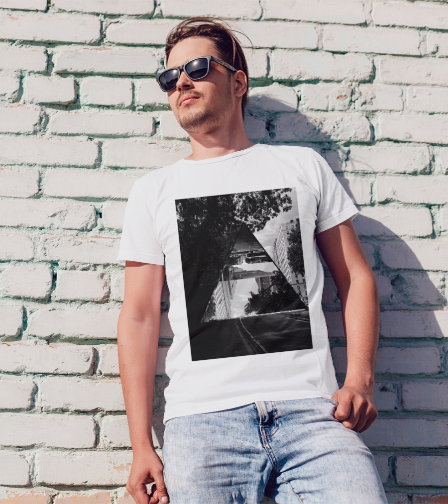 NYC Chaos Urban Reflections Triangular Visuals T-Shirt