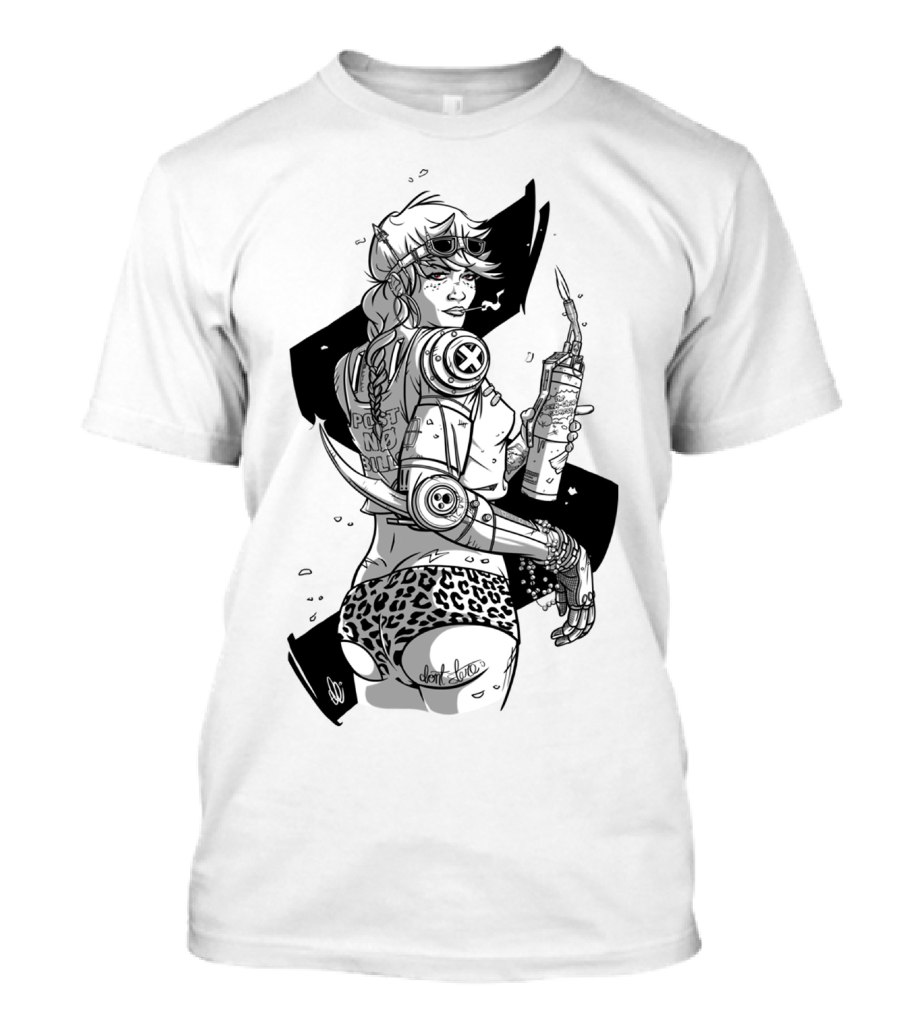 Ro Bo Boo Tay Post No Bills Leopard Don't Touch Cyber Punk T-Shirt