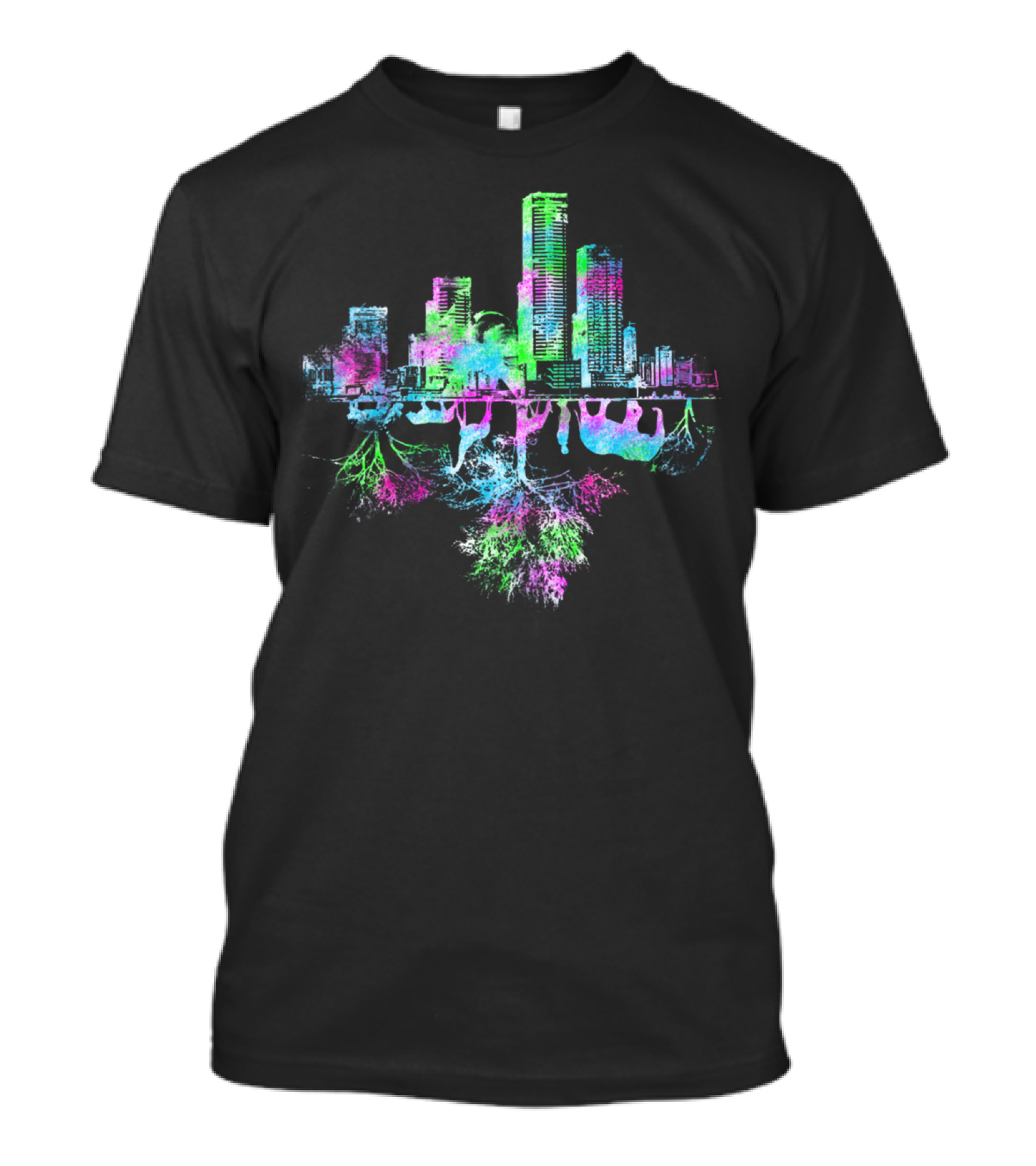 BENEATH THE STREETS VIBRANT CITYSCAPE WITH COLORFUL ROOTS T-Shirt