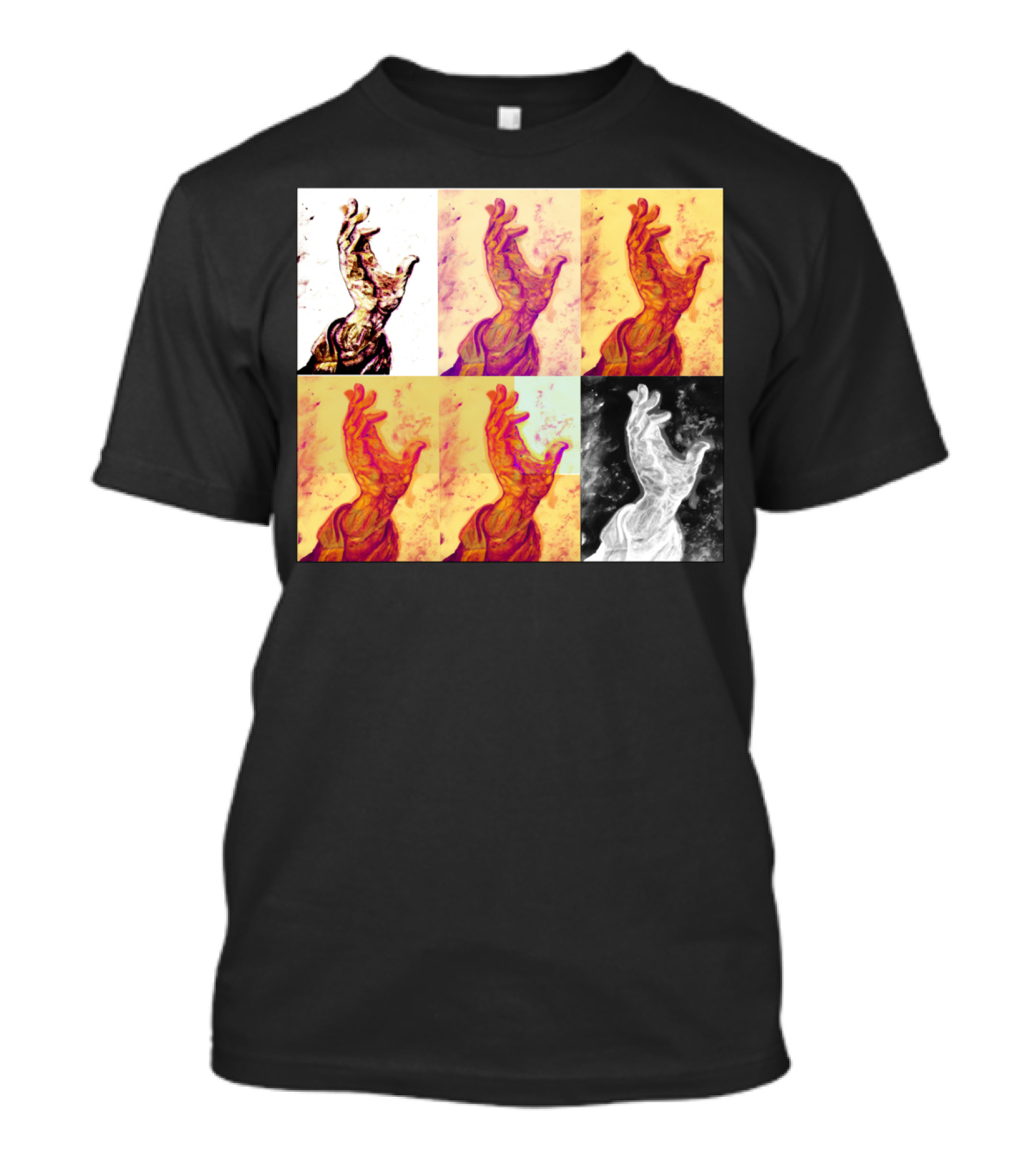 Benediction Pop Art Style Multi-Color Hand Collage T-Shirt