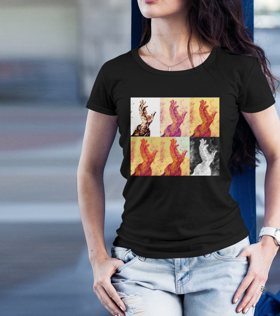 Benediction Pop Art Style Multi-Color Hand Collage T-Shirt