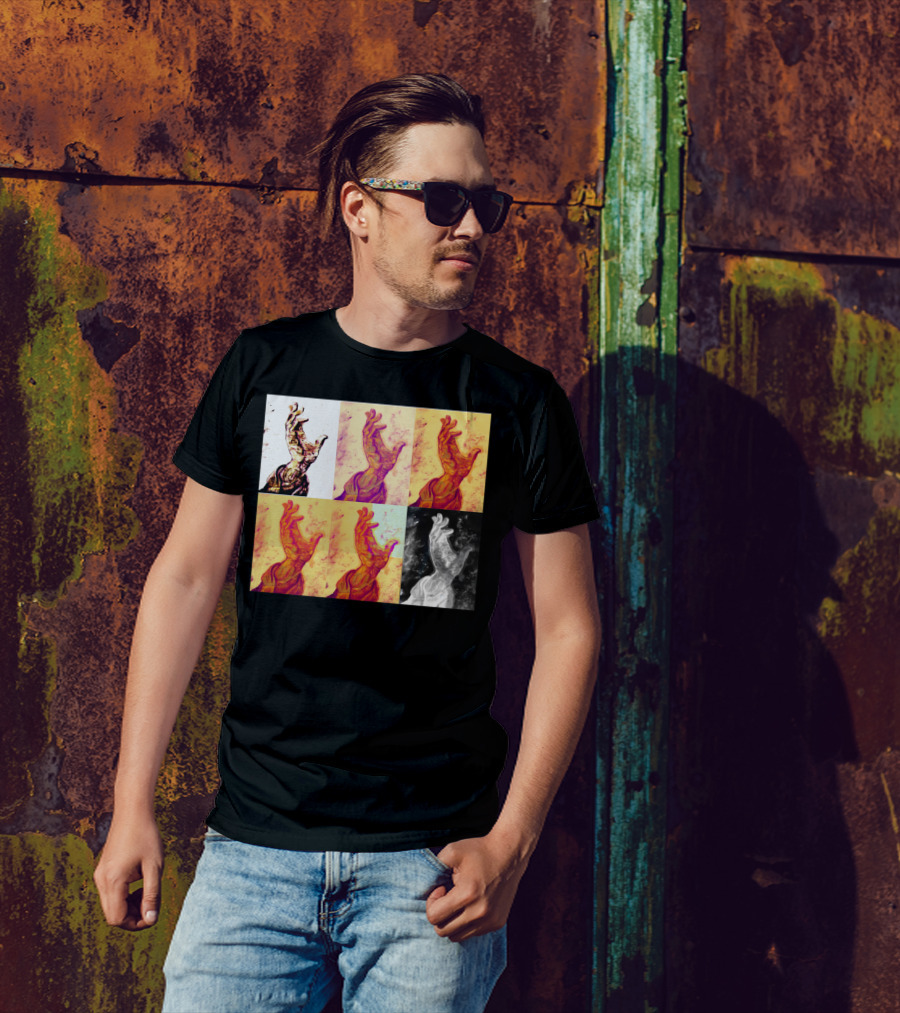 Benediction Pop Art Style Multi-Color Hand Collage T-Shirt
