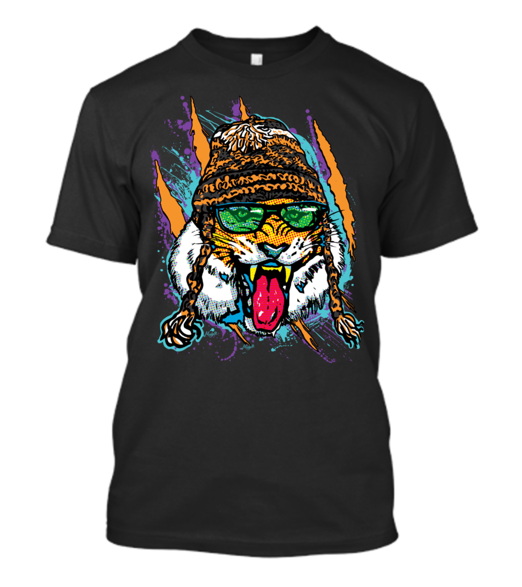 Bengal Tiger Roars Winter Snowboarding T-Shirt