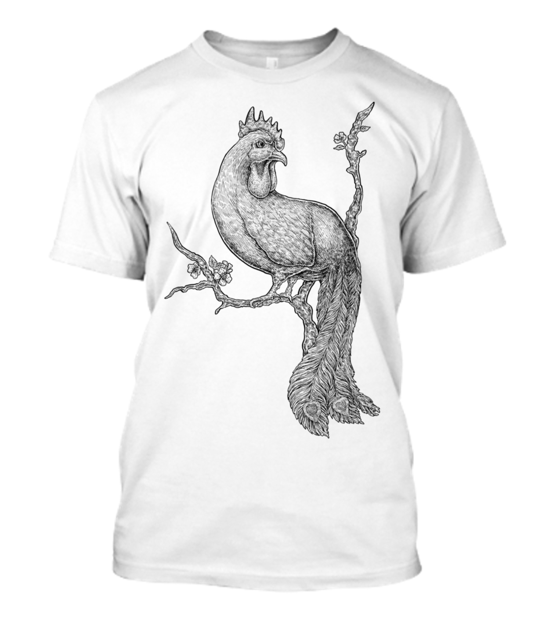PeaRooster Bird On Branch T-Shirt