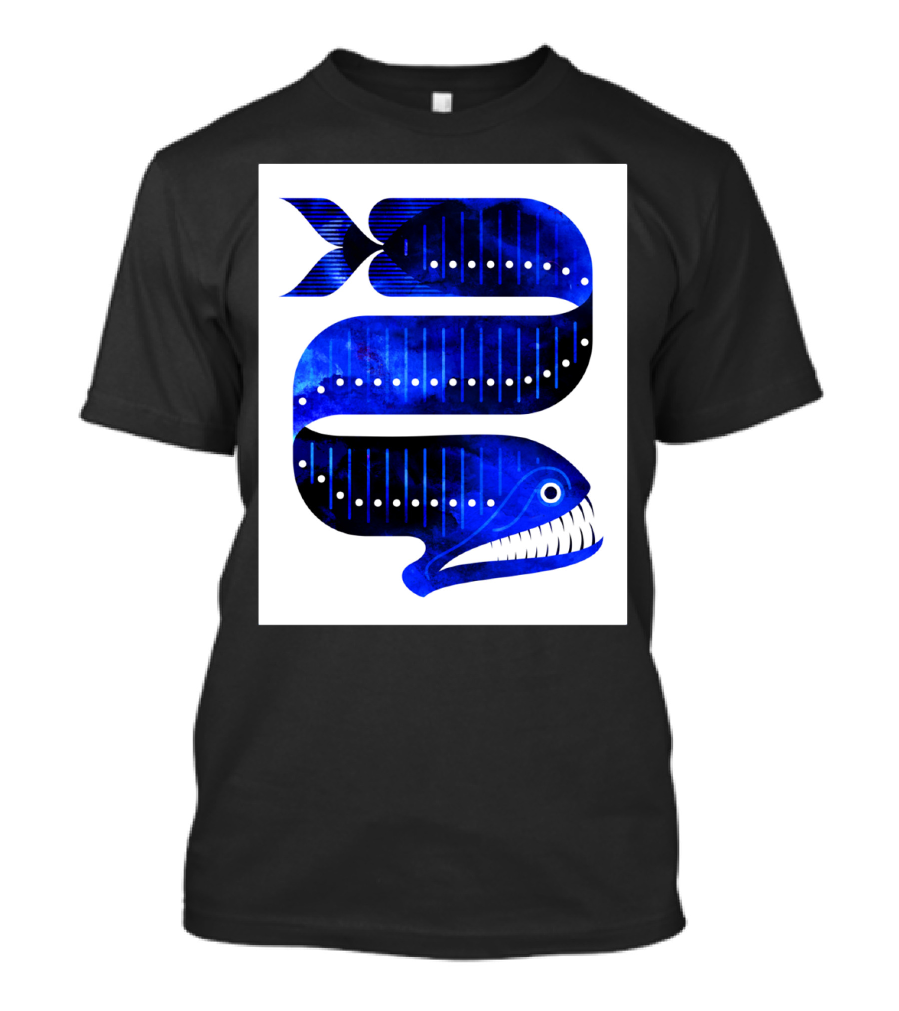Dragonfish Spiral In Deep Blue Sea Motif T-Shirt