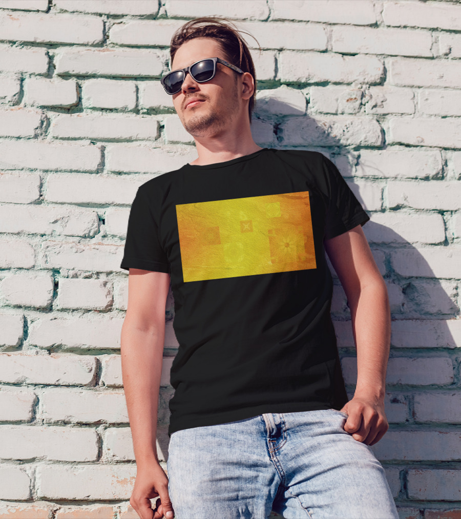 Mysterious Solar Flowers Textured Orange Yellow Geometric T-Shirt