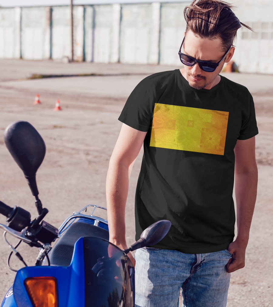 Mysterious Solar Flowers Textured Orange Yellow Geometric T-Shirt