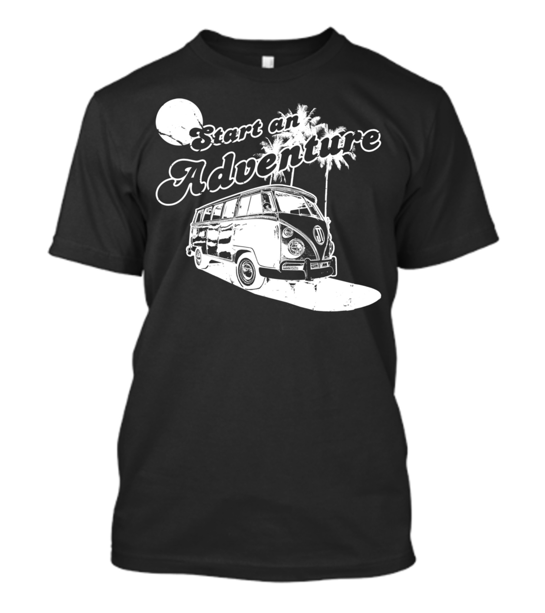 Start An Adventure Road Trippin Classic Van With Palm Trees And Moon T-Shirt