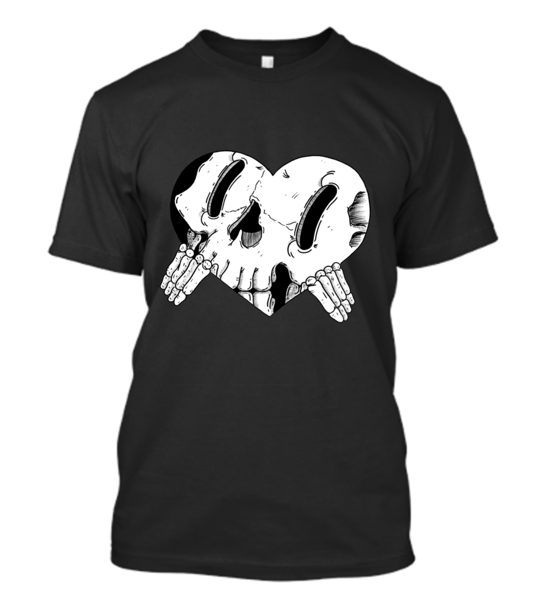 Peek A Boo Skull Heart With Skeleton Hands T-Shirt