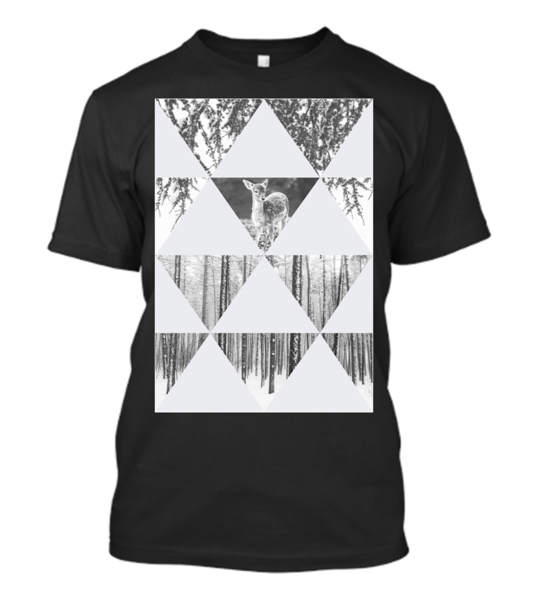Habitat Winter Forest Deer Wildlife Triangles T-Shirt