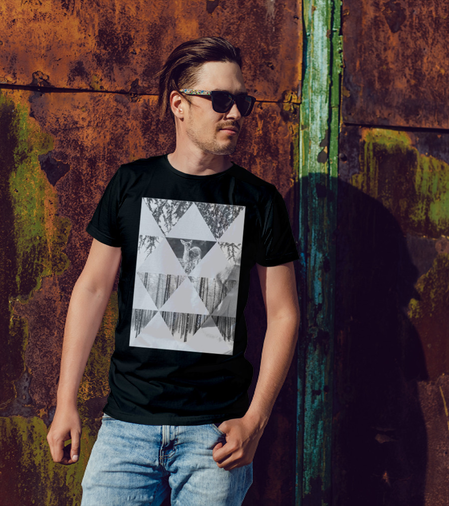 Habitat Winter Forest Deer Wildlife Triangles T-Shirt