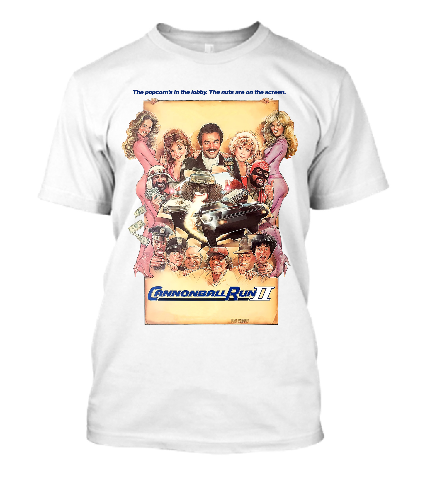 Cannonball Run II Movie Poster Vintage Style With Cast And Car T-Shirt