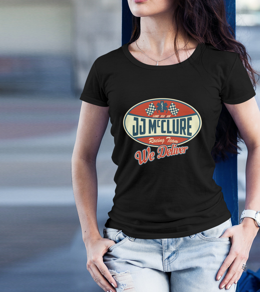 JJ McClure Racing Team Land Sea Air We Deliver The Cannonball Run T-Shirt