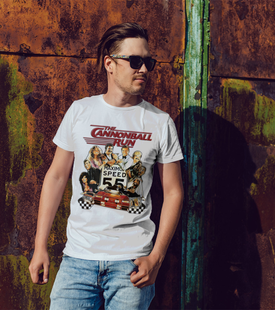 The Cannonball Run Maximum Speed 55 Red Car Racing Adventure T-Shirt