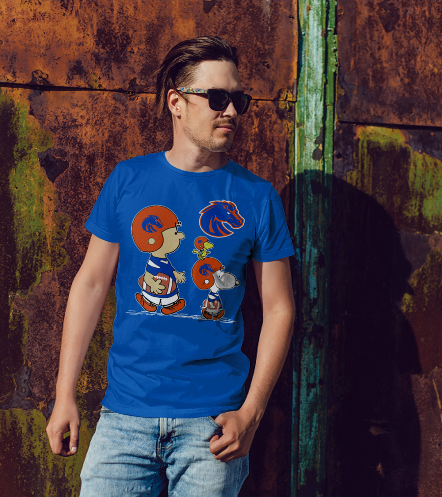 Boise State Broncos Football Characters With Helmets And Mascot T-Shirt