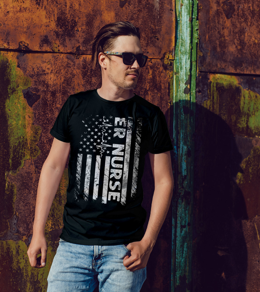 ER Nurse Classic Distressed Flag T-Shirt