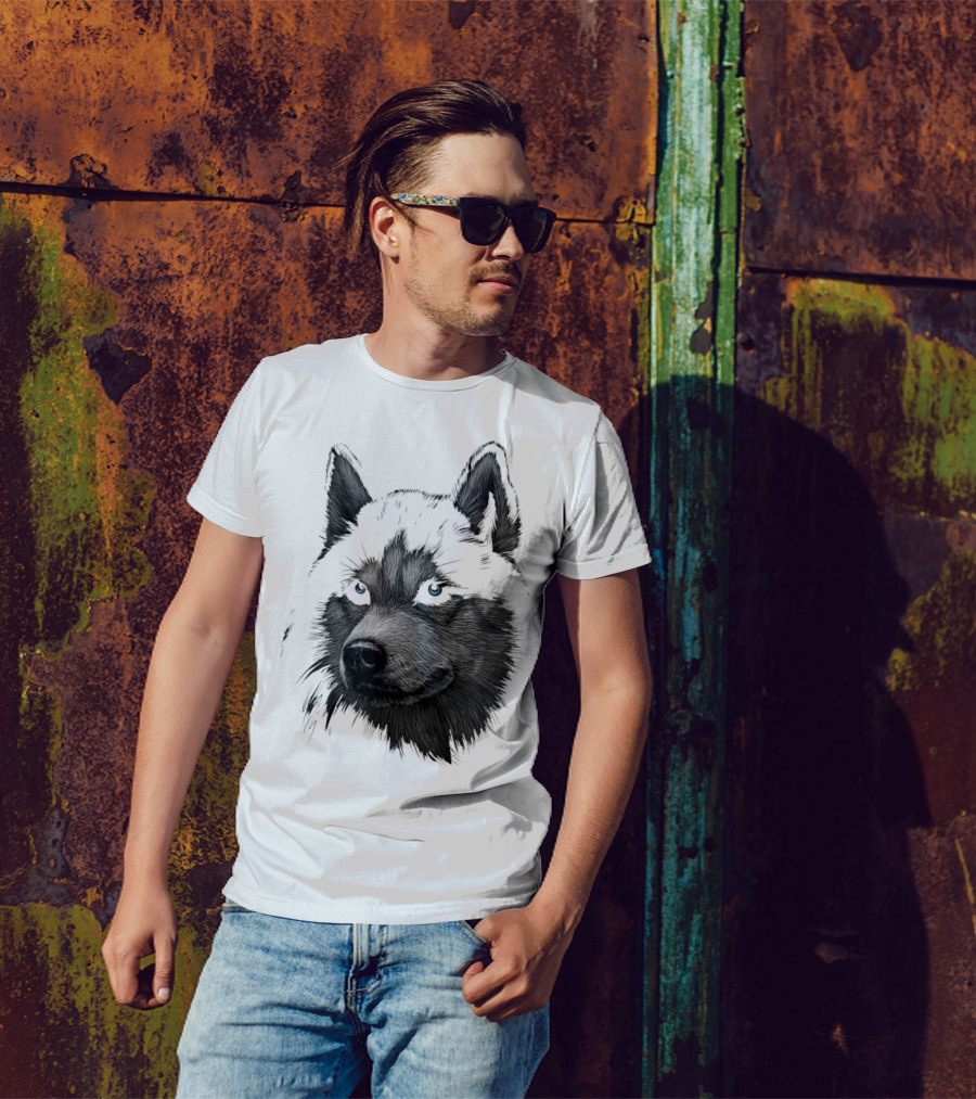 Classic Blue-Eyed Siberian Husky Lover T-Shirt