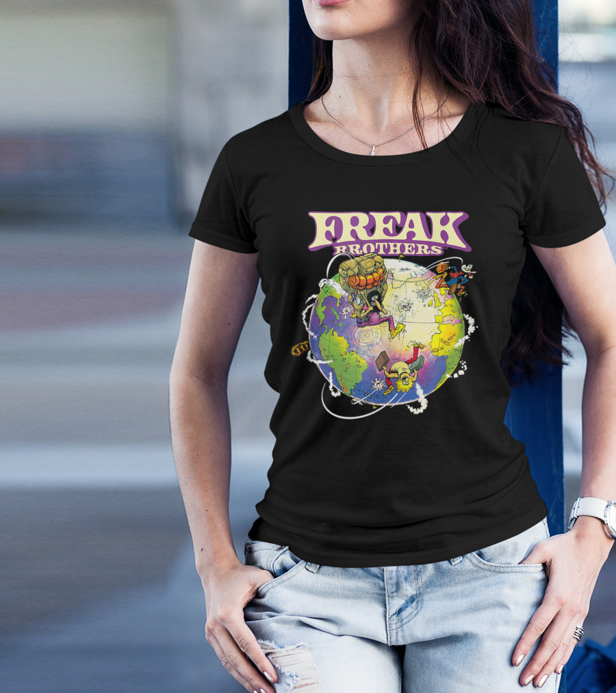 Freak Brothers World Adventures With Cartoon Characters T-Shirt