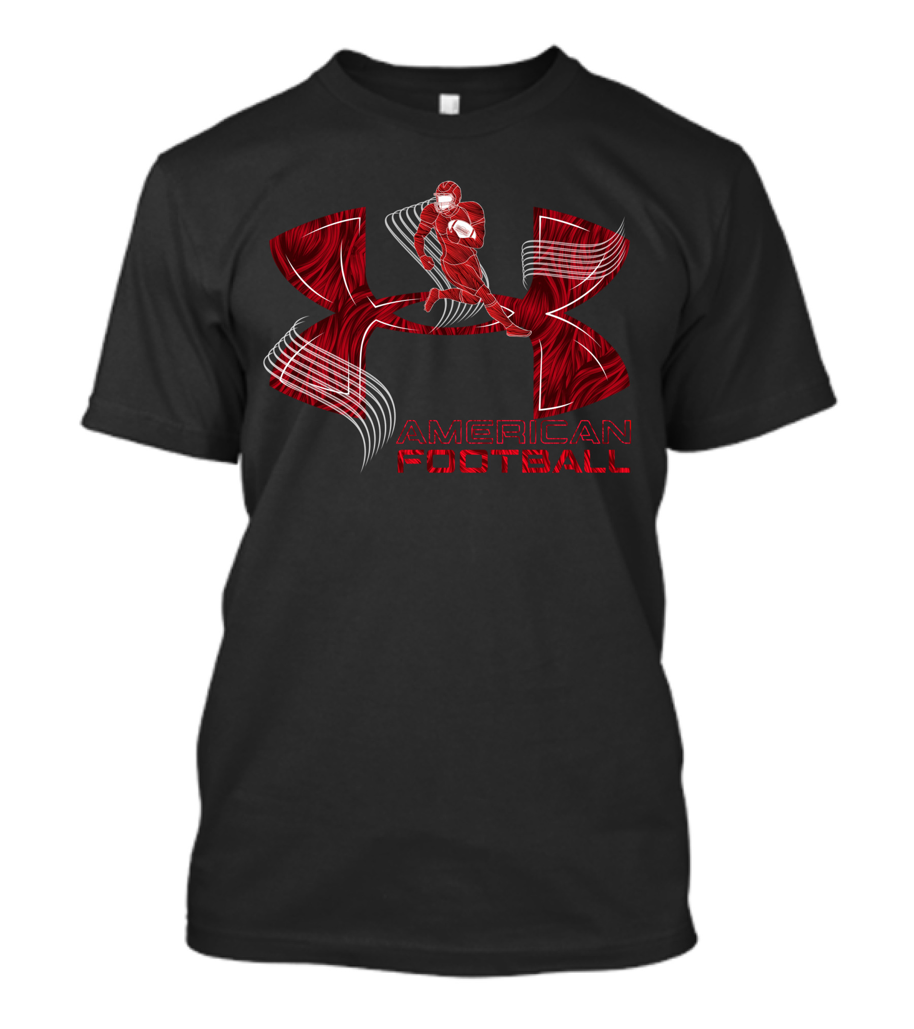 American Football Under Armor-Inspired Red Player T-Shirt