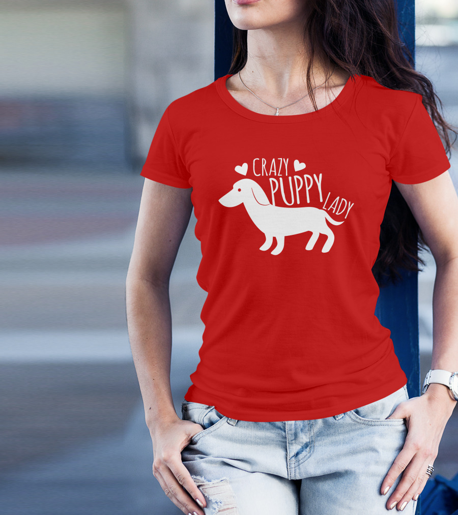 CRAZY PUPPY LADY Dachshund Heart T-Shirt