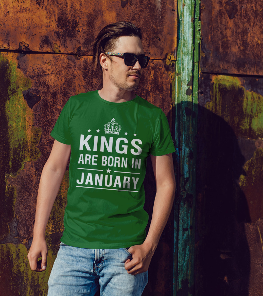Kings Are Born In January Crown Stars T-Shirt