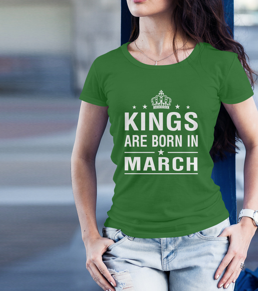 Kings Are Born In March Crown Icons T-Shirt