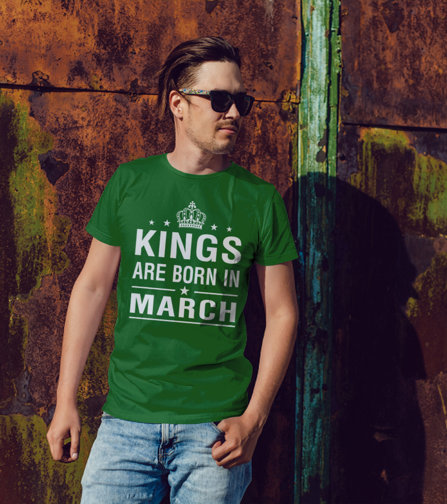 Kings Are Born In March Crown Icons T-Shirt