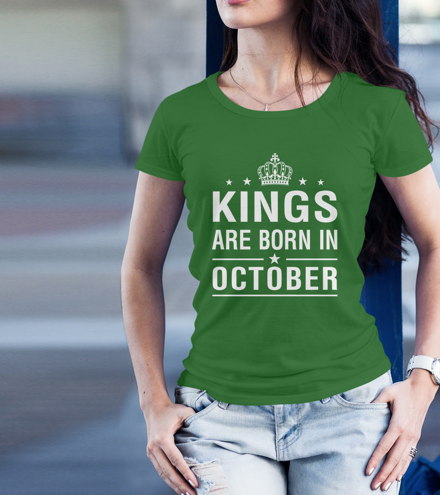 Kings Are Born In October Crowned T-Shirt