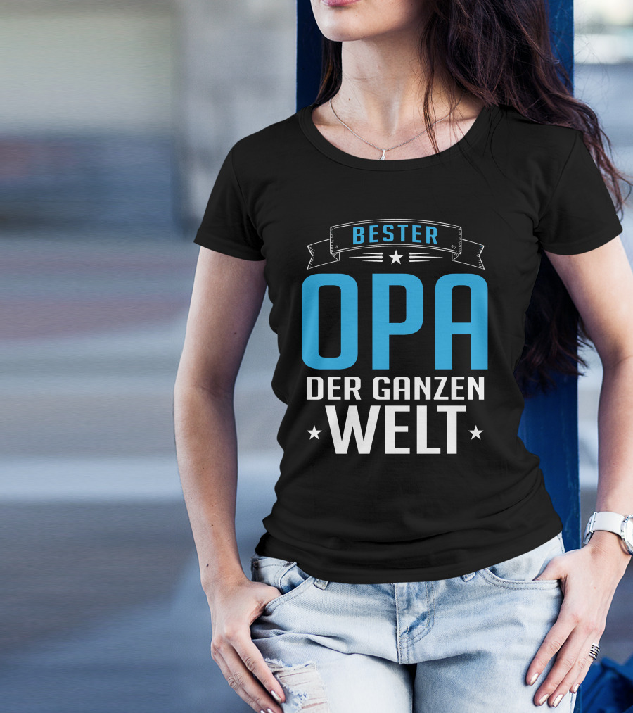 Bester Opa Der Ganzen Welt Stars Banner T-Shirt