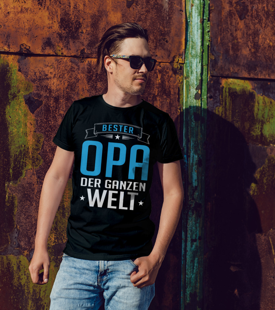 Bester Opa Der Ganzen Welt Stars Banner T-Shirt
