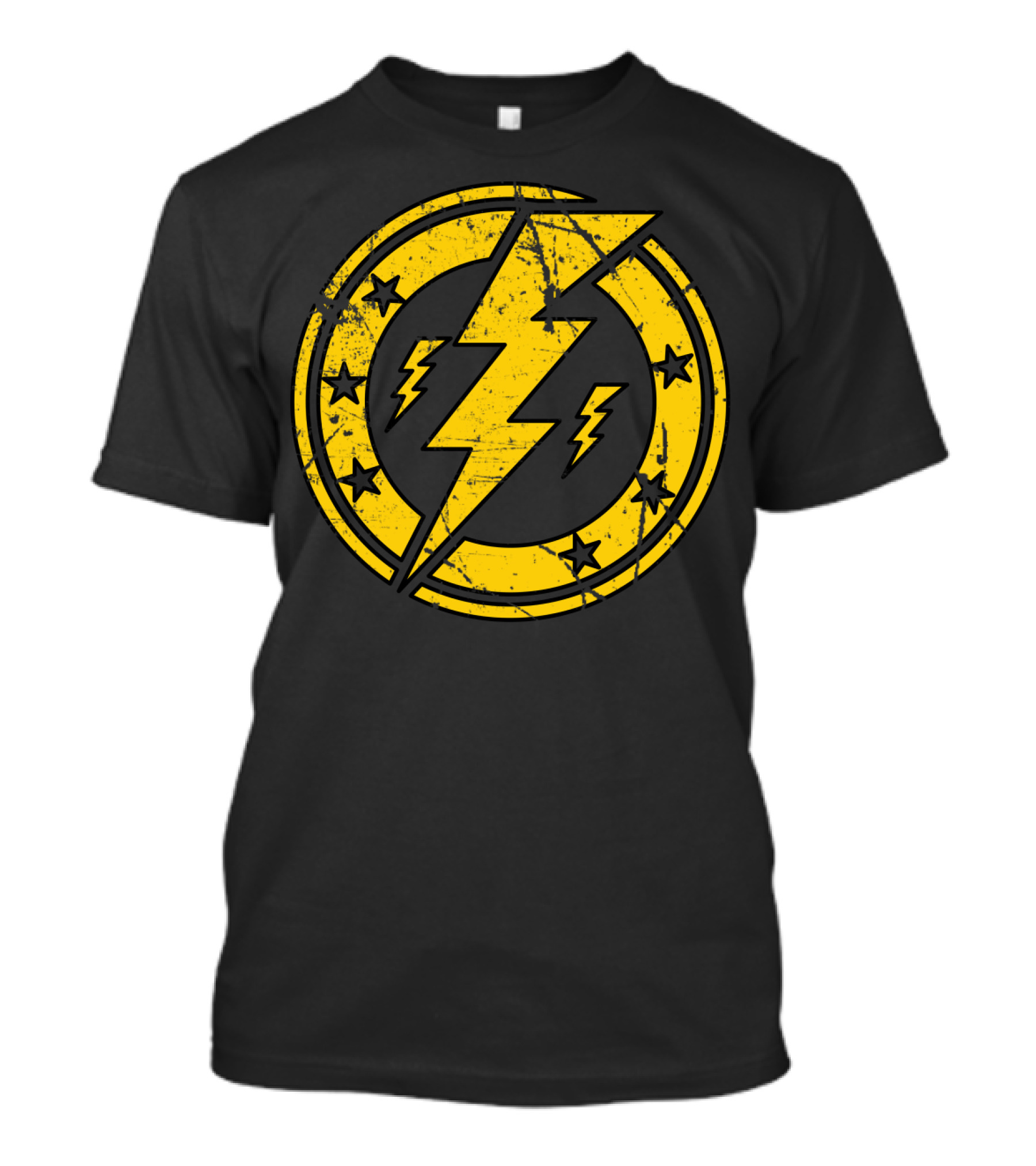 Thunderbolt Lightning Bolt Circle Vintage Stars Retro T-Shirt