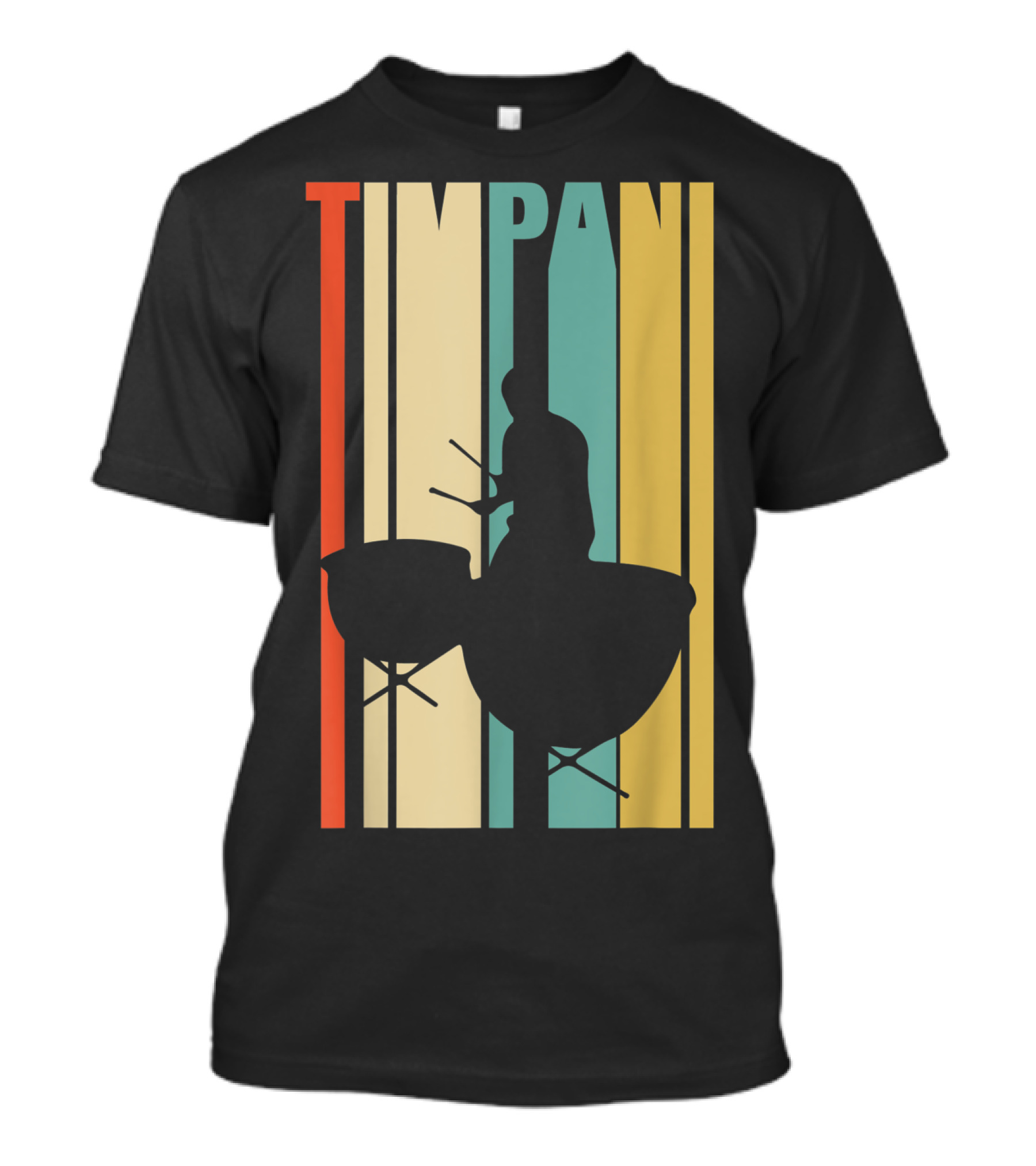 Timpani Drummer Silhouette With Retro Stripes T-Shirt