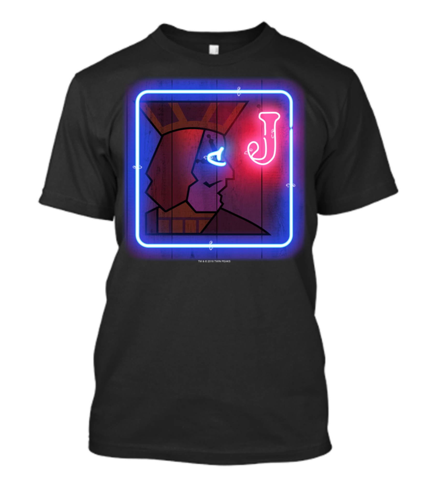 Twin Peaks One Eyed Jack's Neon King Profile J Sign T-Shirt