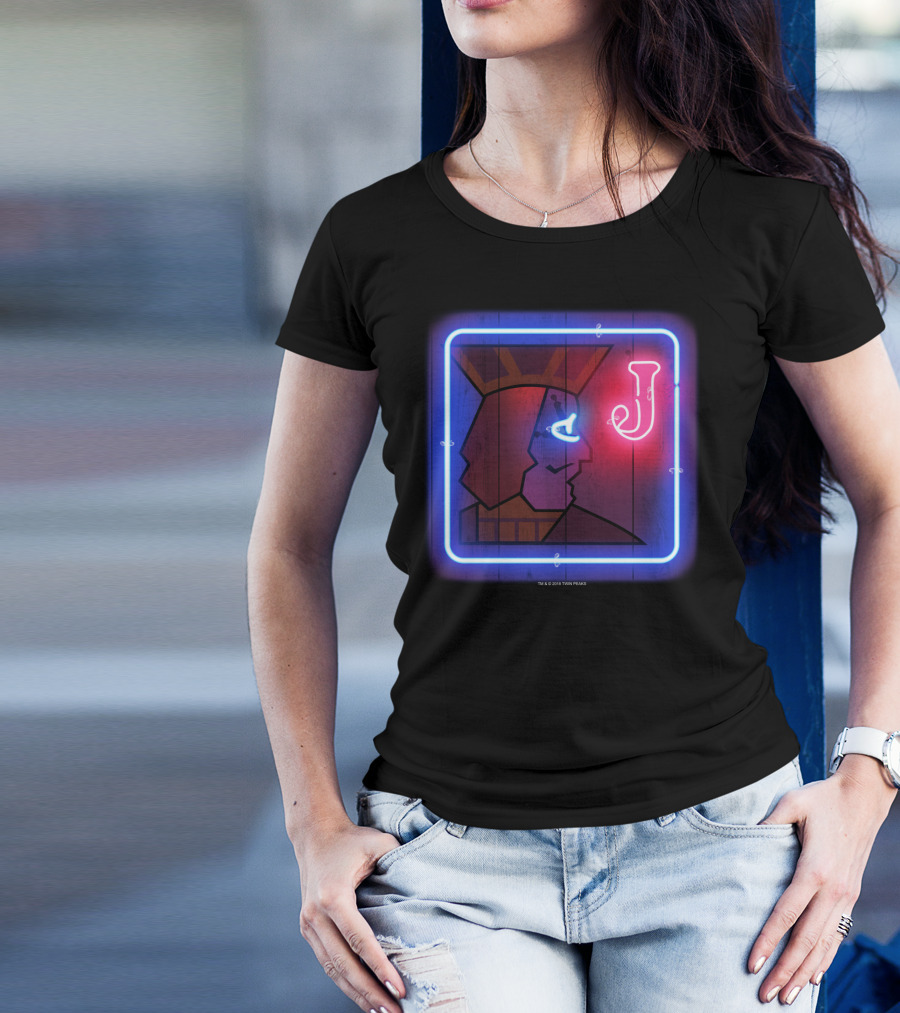 Twin Peaks One Eyed Jack's Neon King Profile J Sign T-Shirt
