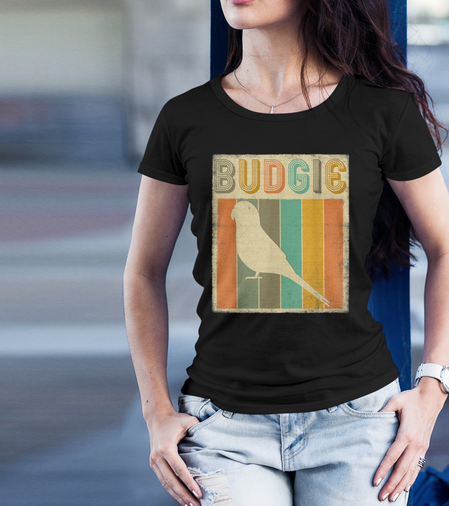 Vintage Classic Budgie Retro Striped T-Shirt