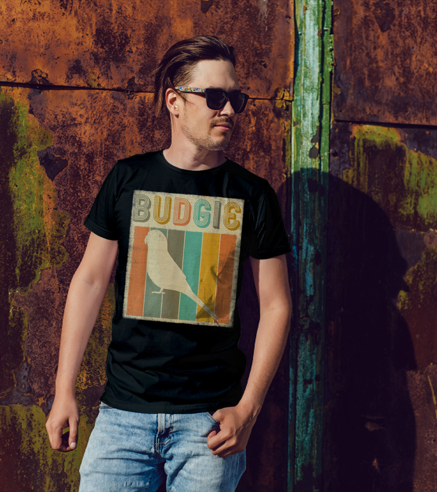 Vintage Classic Budgie Retro Striped T-Shirt