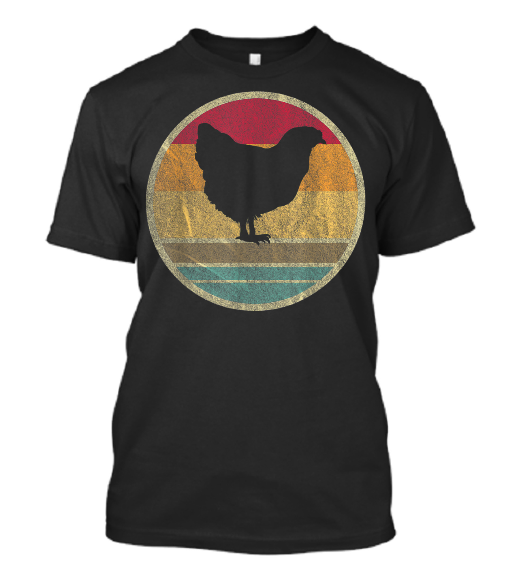 Vintage Distressed 70's Chicken Farmer Retro Sunset T-Shirt