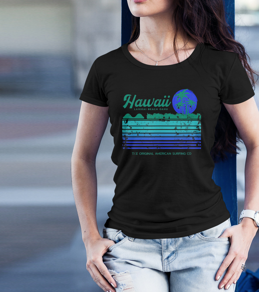 Hawaii Lanikai Beach Oahu The Original American Surfing Co Vintage Classic 80s T-Shirt