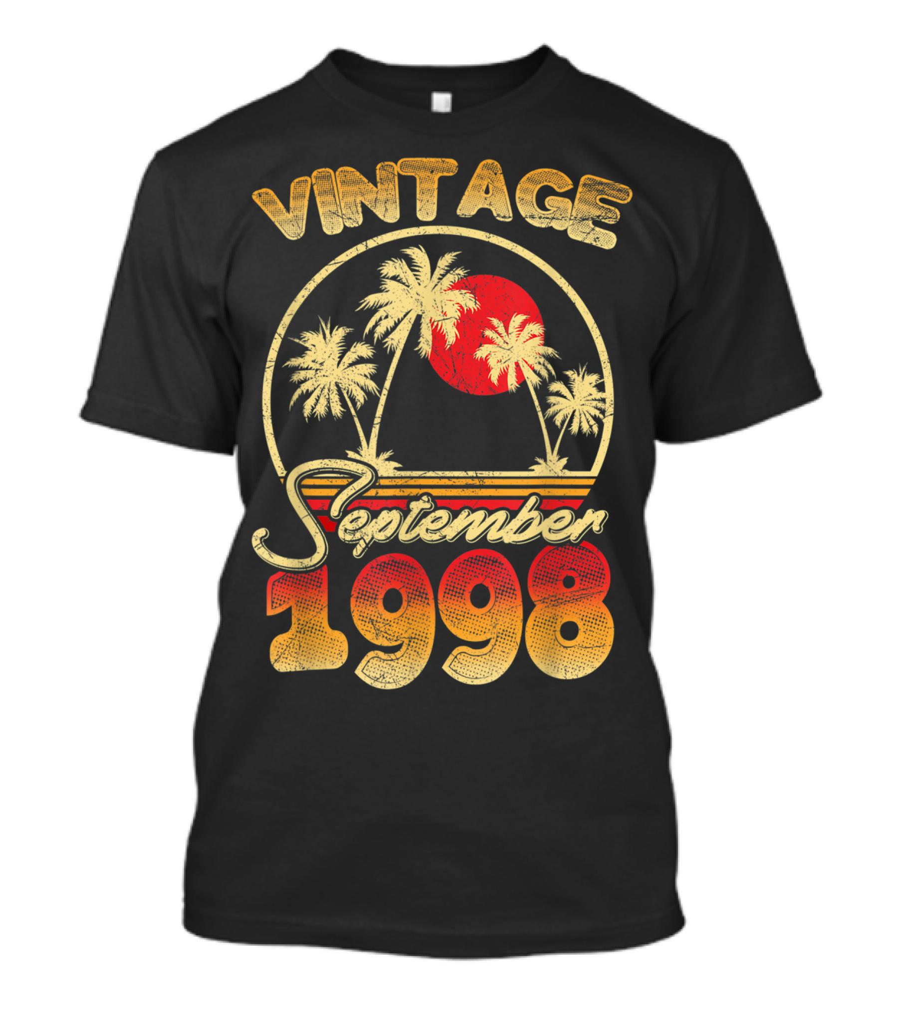 Vintage September 1998 Retro Palm Sunset Birthday T-Shirt