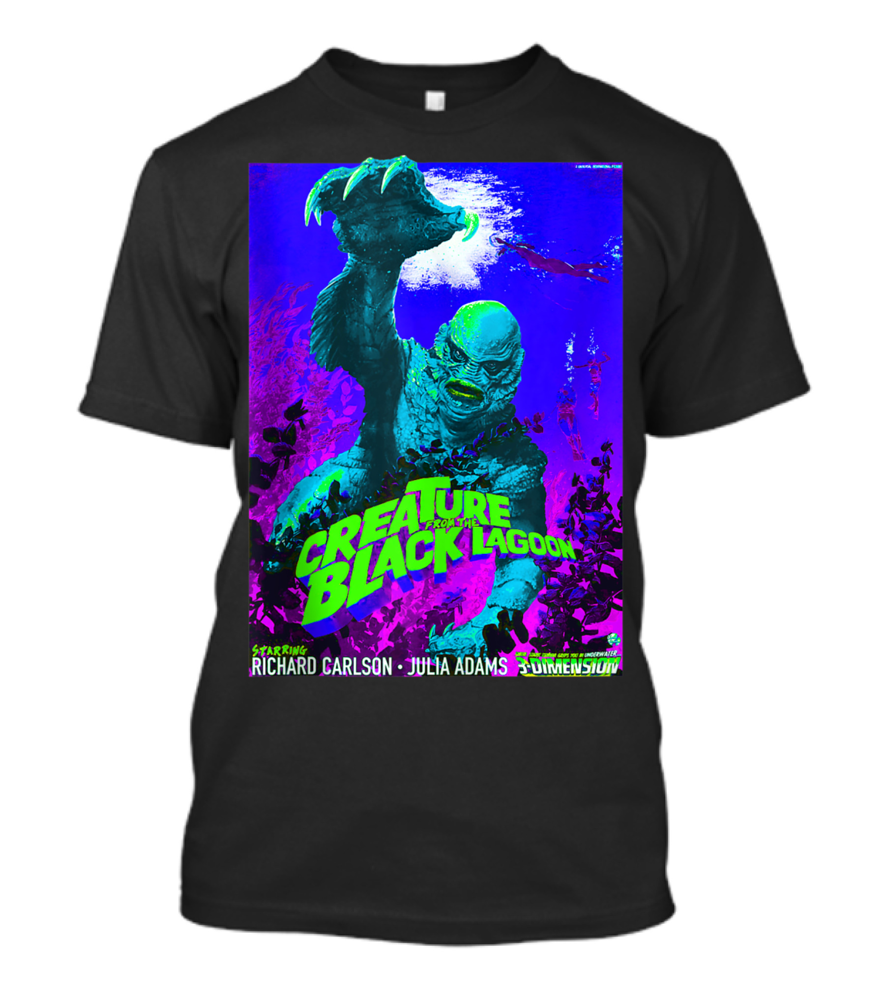 Creature From The Black Lagoon Vintage Richard Carlson Julia Adams 3 Dimension Classic Horror T-Shirt