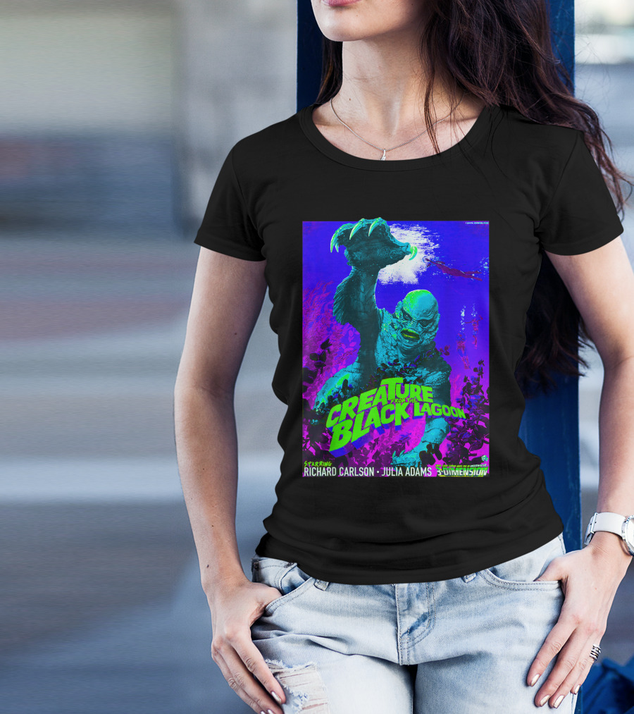 Creature From The Black Lagoon Classic Horror Starring Richard Carlson Julia Adams 3-Dimension T-Shirt