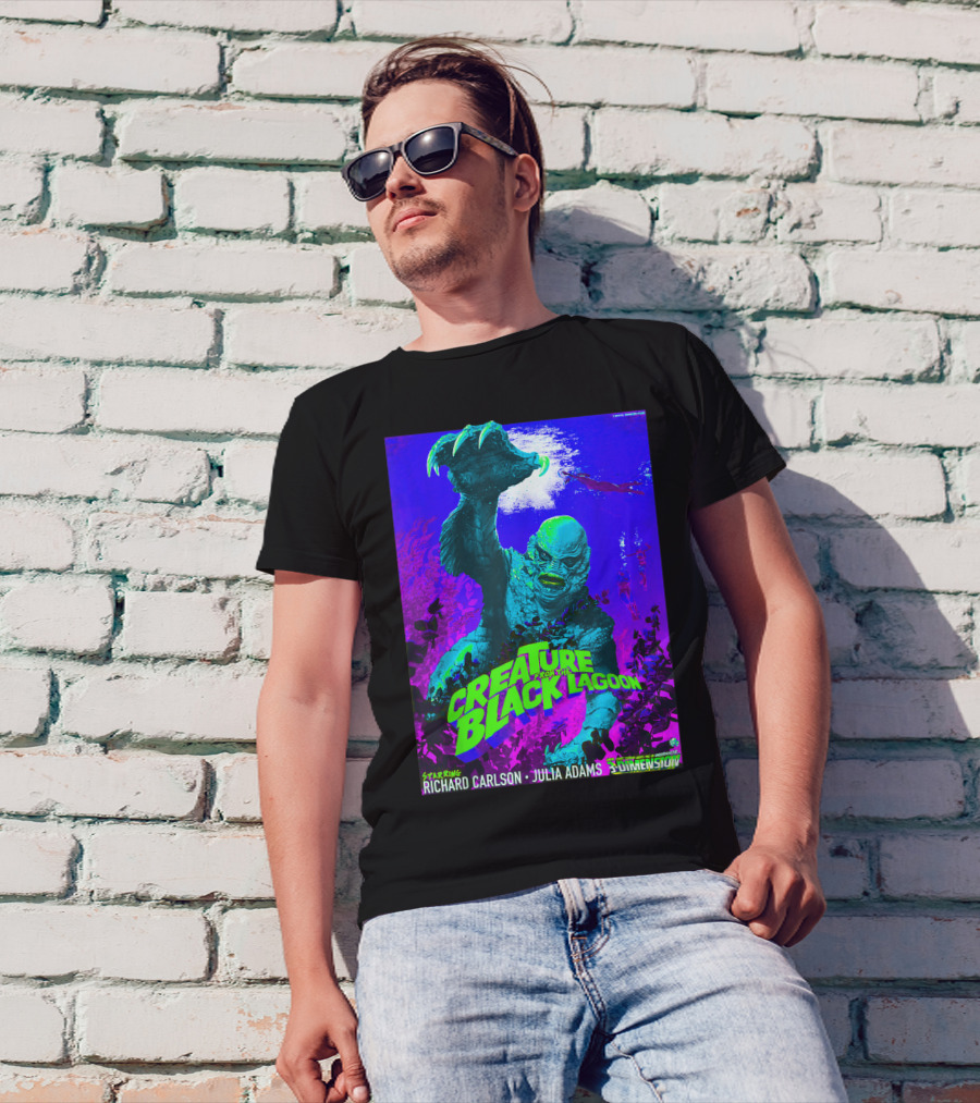 Creature From The Black Lagoon Classic Horror Starring Richard Carlson Julia Adams 3-Dimension T-Shirt