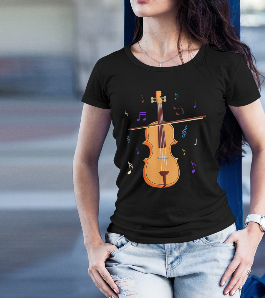 Violin String Instrument Fiddle Musical Notes T-Shirt