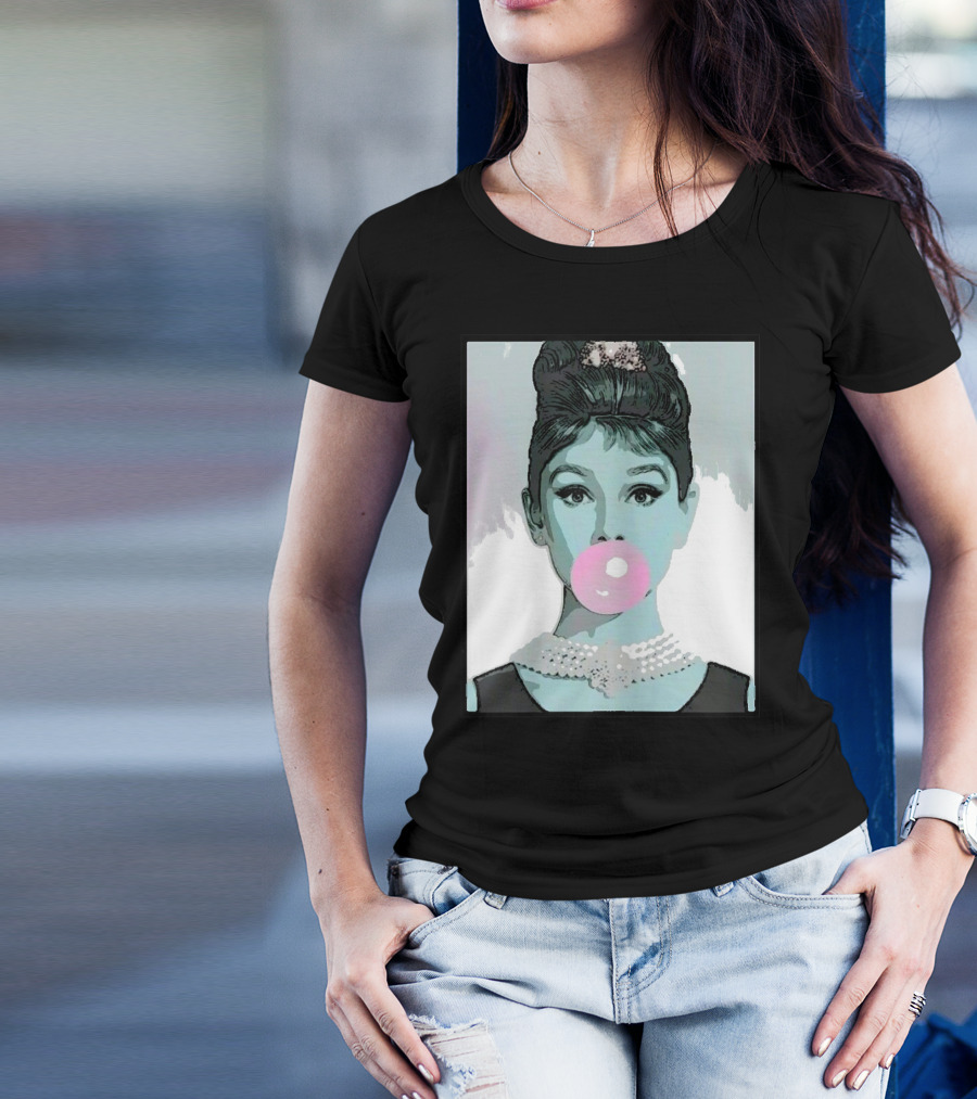 Audrey H Iconic Portrait Bubblegum Classic T-Shirt