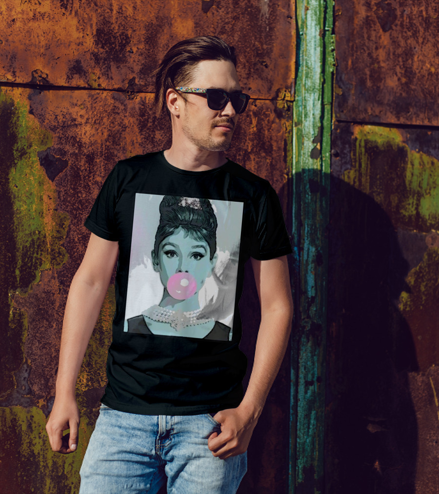 Audrey H Iconic Portrait Bubblegum Classic T-Shirt